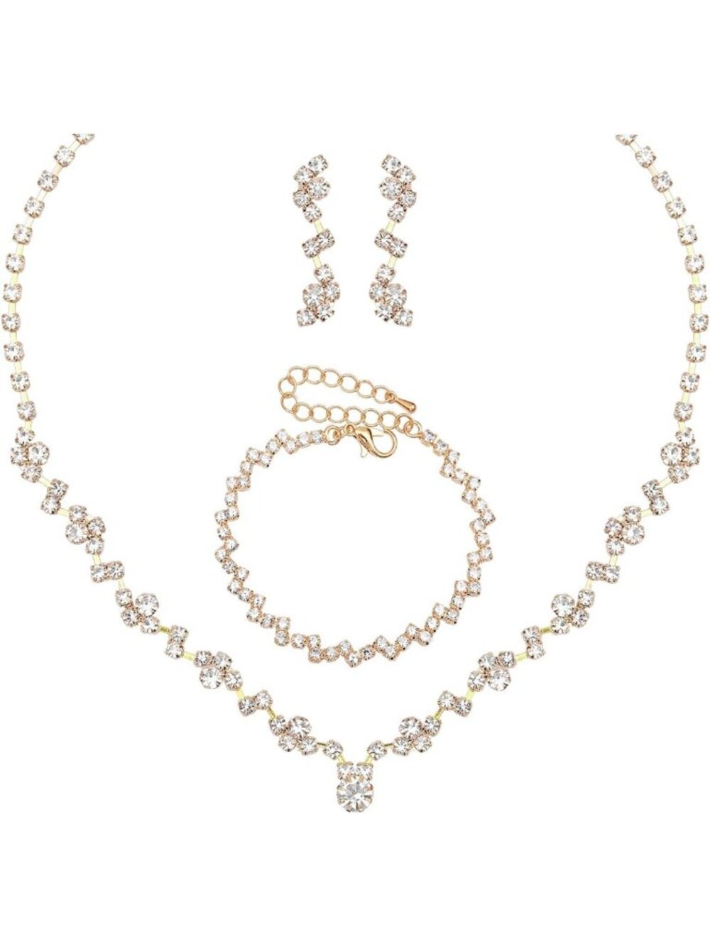 Stunning Bridal Jewelry Set - Elegant Necklace, Earrings & Bracelet for Weddings